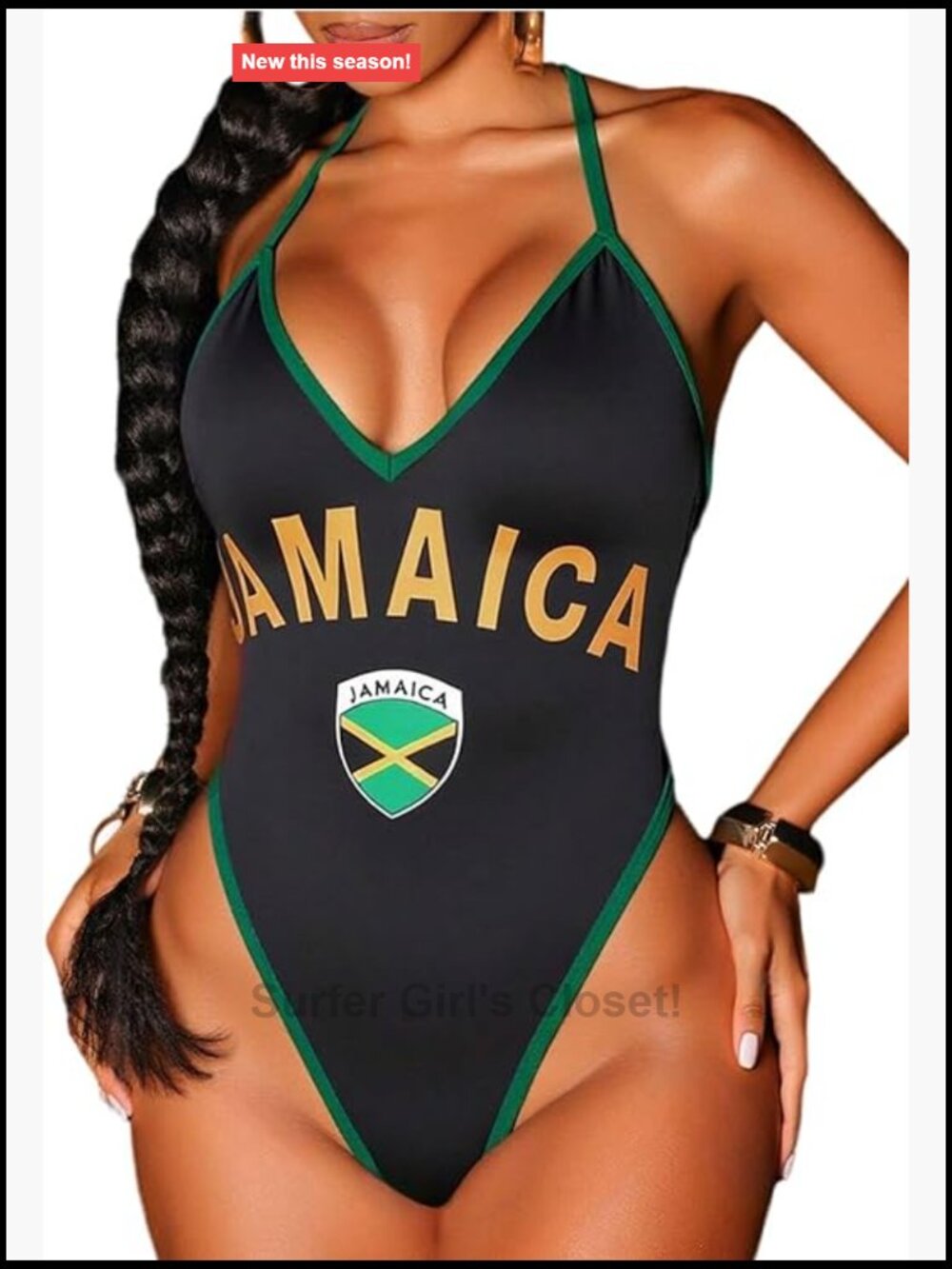 Letter Print V Neck High Cut Cheeky One Piece Swimsuit Thong